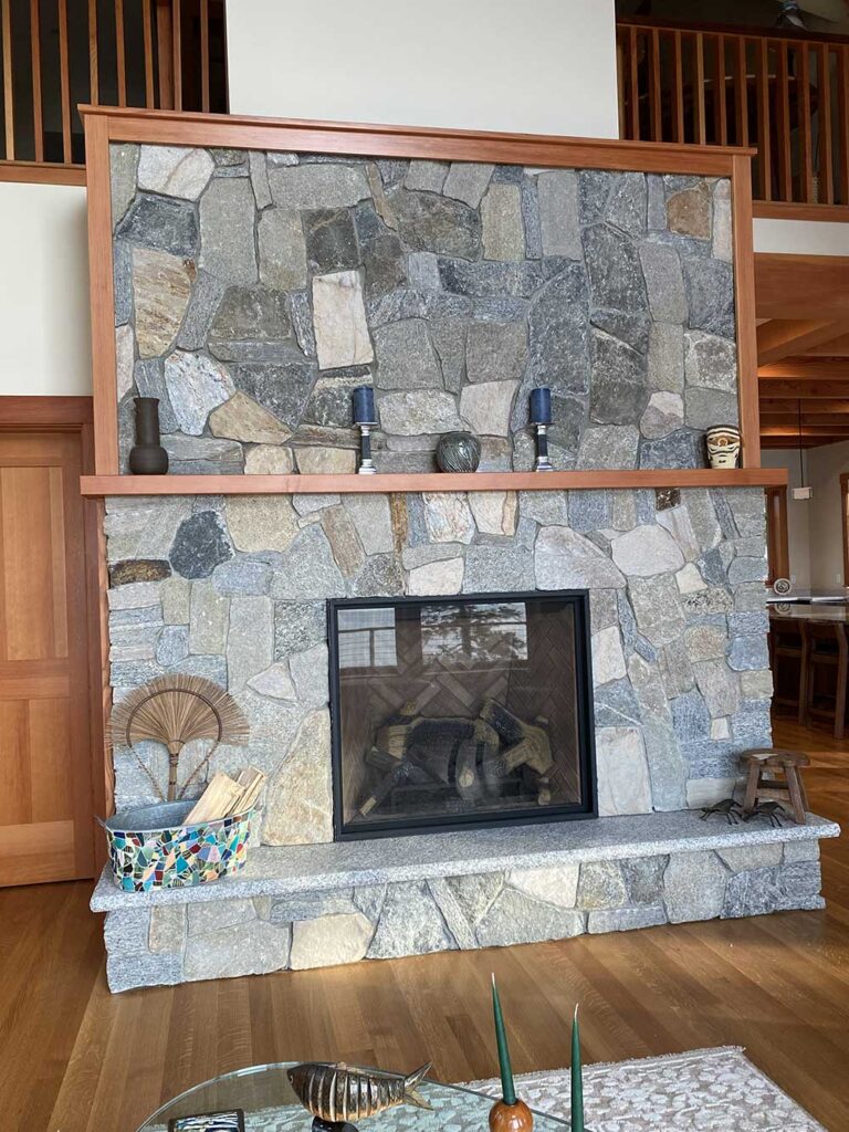 Custom stone fireplace 