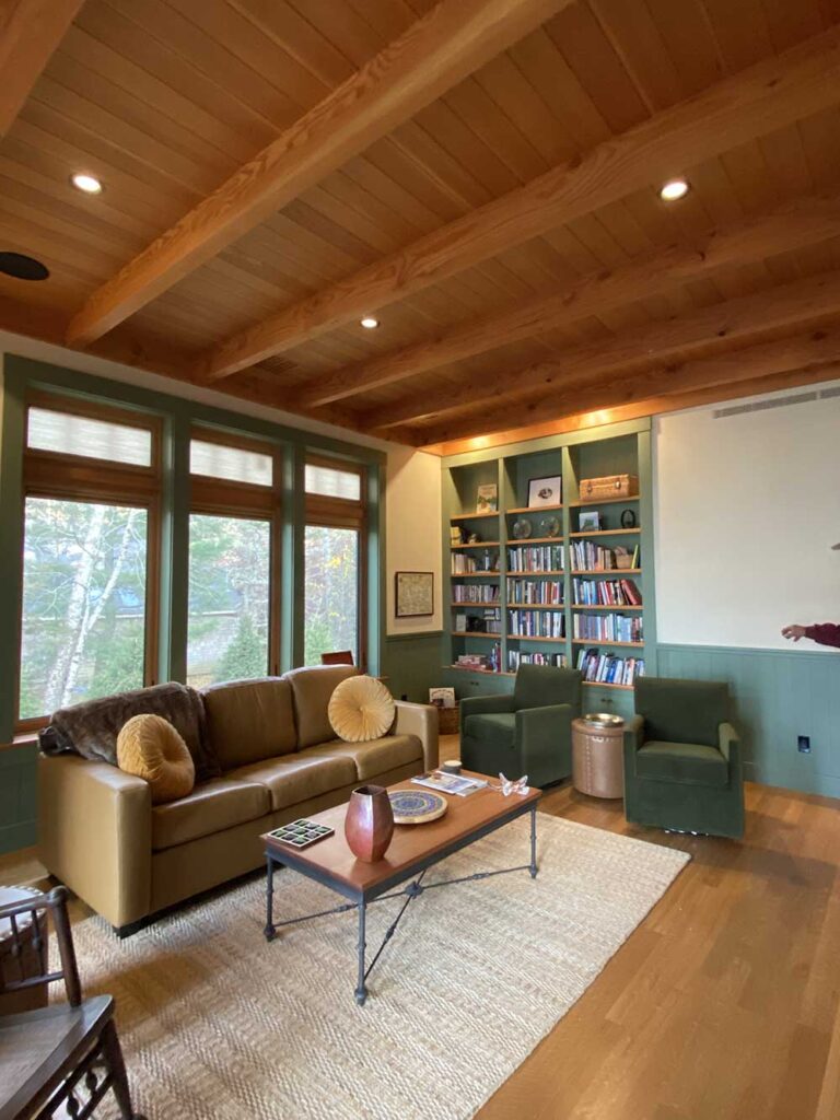 Sitting area with wooden ceiling